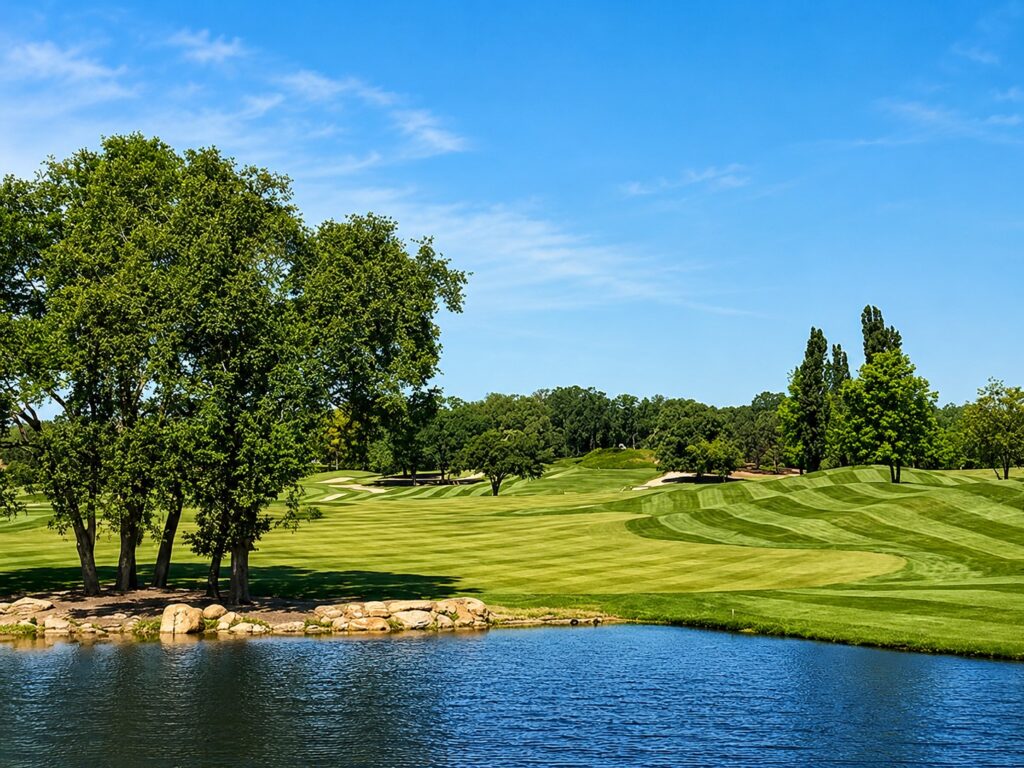 Greenhorn Creek Golf Resort with rolling hills and water